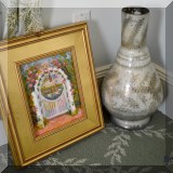A11. Framed garden gateway painting. 